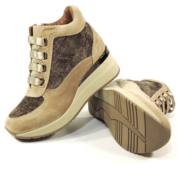 REPO 🇮🇹 WOMEN'S BEIGE COMFORT WINTER WEDGE BOOTIE - Picture 7 of 8